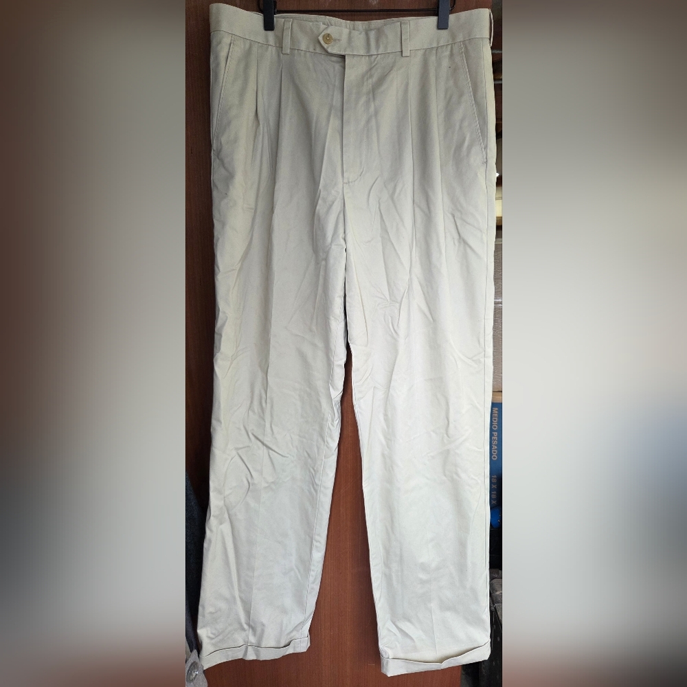 John W. Nordstrom Cream Straight-Leg Trousers